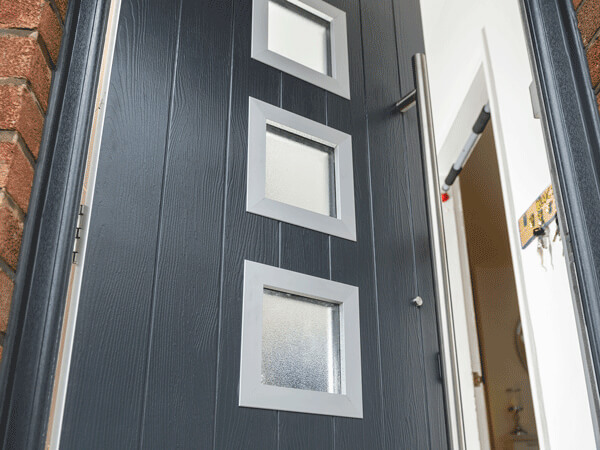 Compsite door from solid core in grey