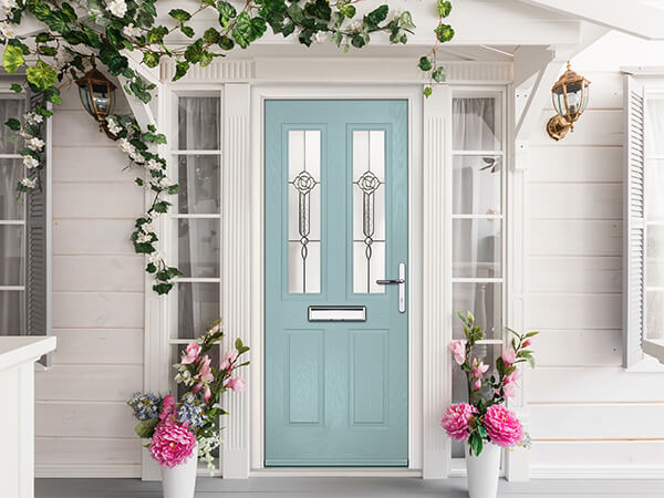 A Forté Composite Doors in duck egg blue