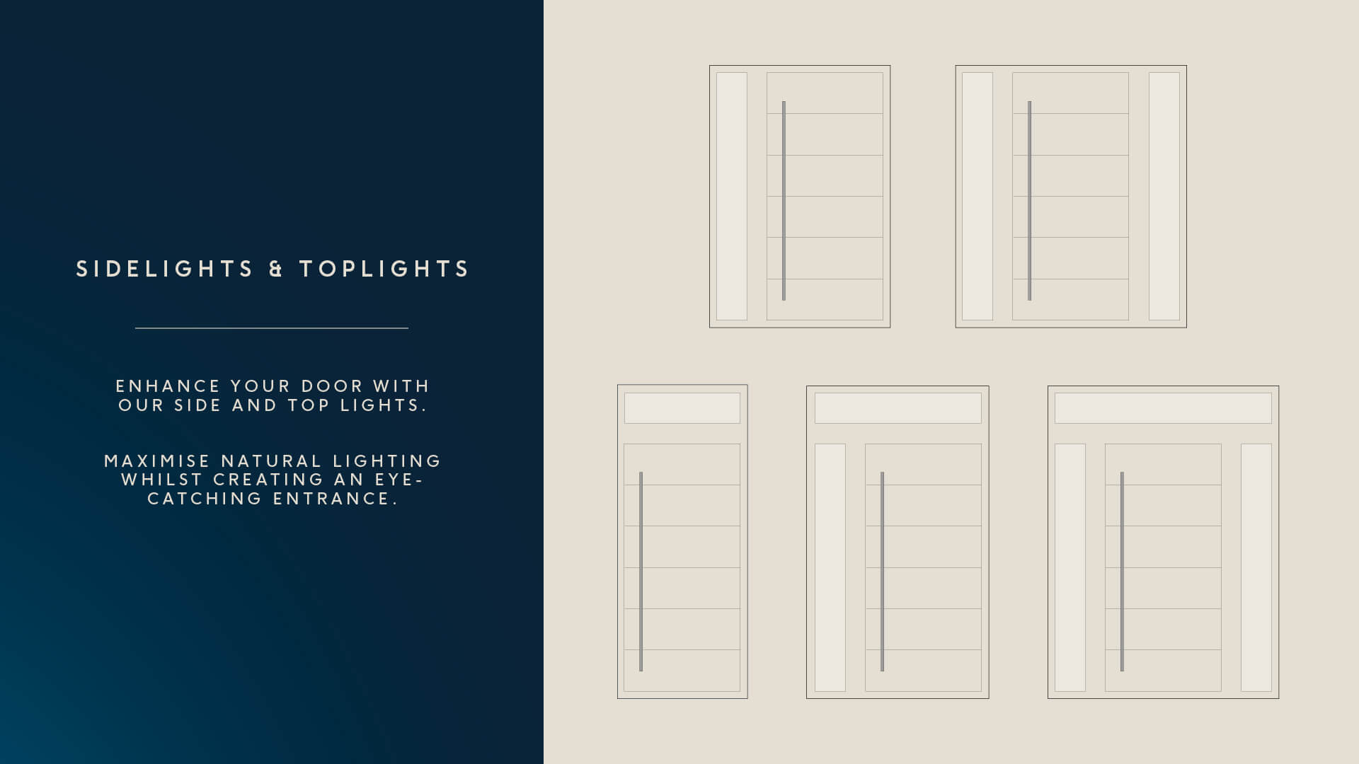 5 images showing all side and top light options