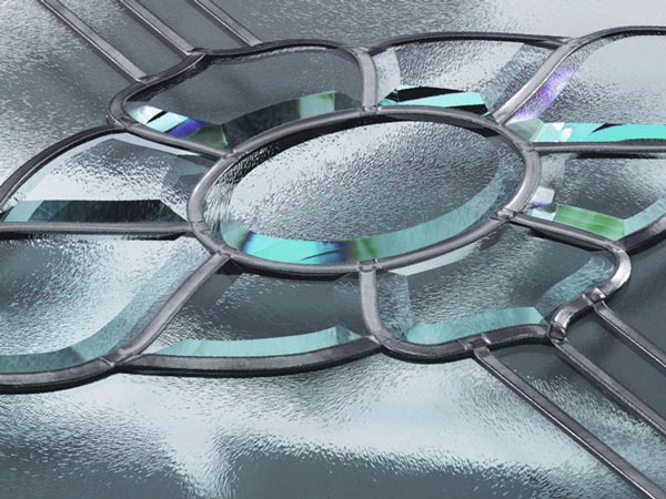 Bevelled Glazing with obscure glass and leaded